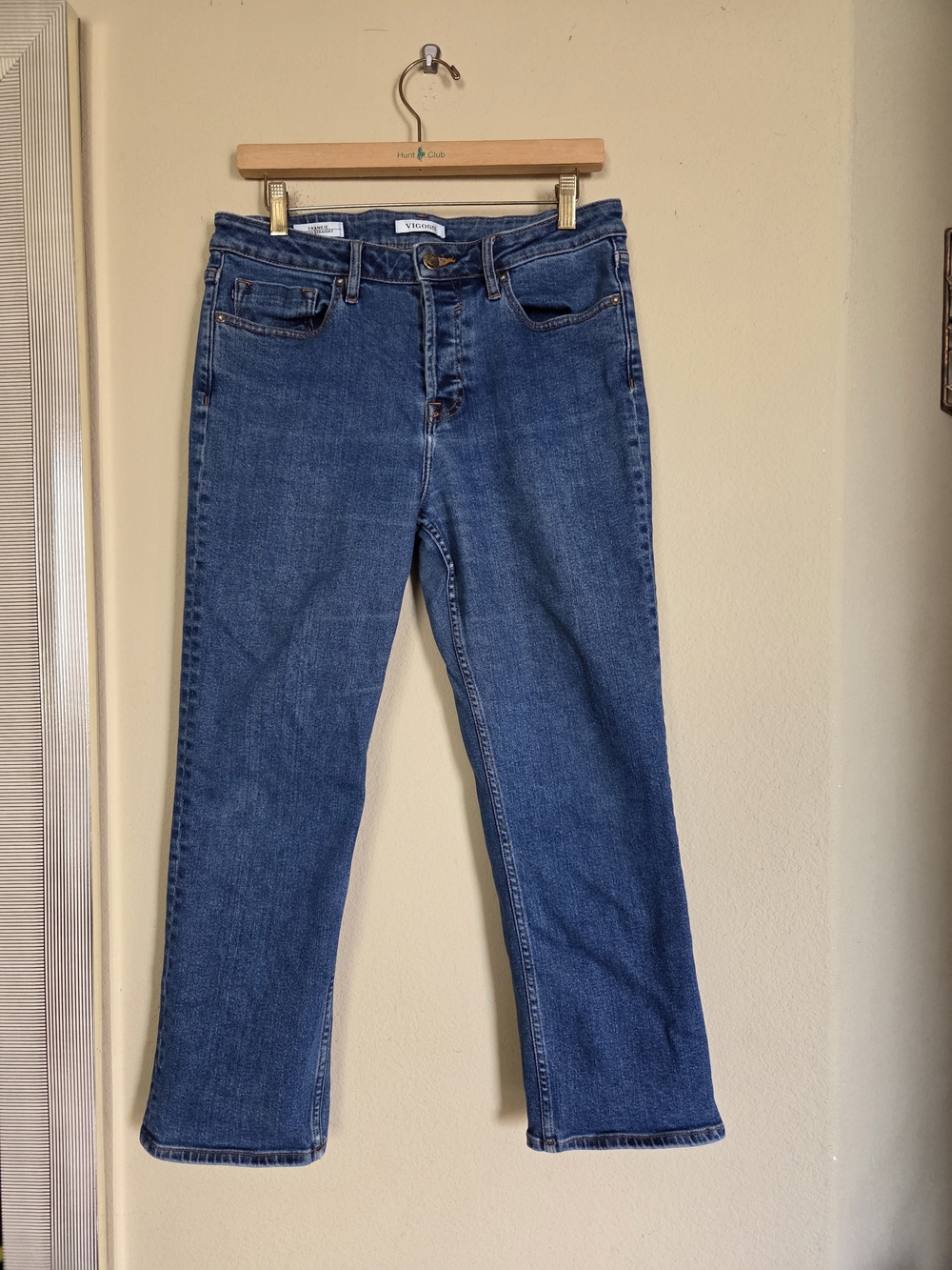 Vigoss Frankie Slim Straight Women's Mid-Rise Jeans in Dark Blue Denim